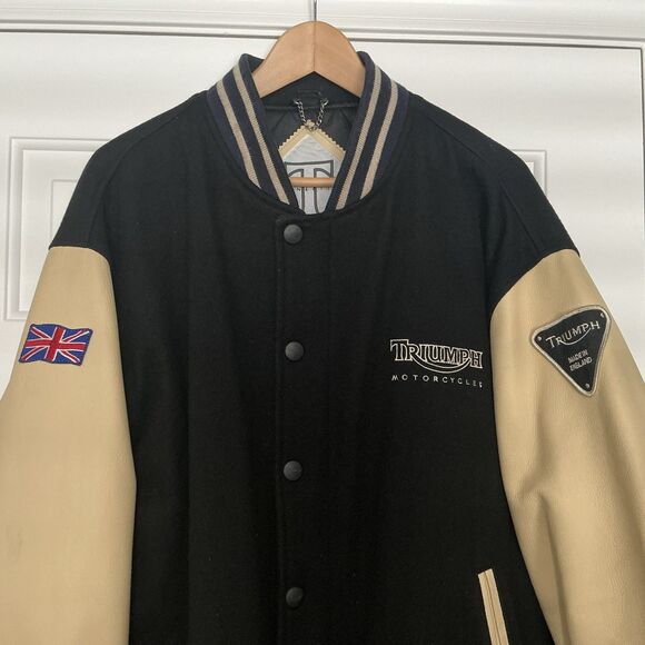 Vintage 90s Triumph Varsity Motorcycle Jacket Men’s Size XL - Picture 1 of 11